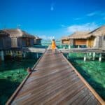 Maldivian resort with cabins on water